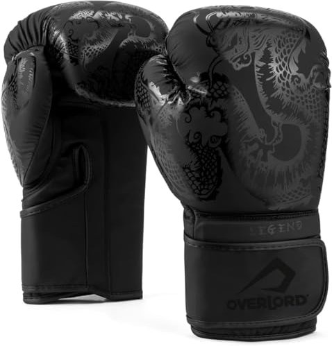 Overlord® Boxhandschuhe Legend I Kickboxing, Sparring, Box, MMA I Boxhandschuhe Männer I Boxing Gloves in verschiedenen Größen (Schwarz, 14 oz.)