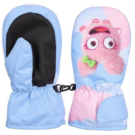 FAYHIJUN Gants de Ski Enfants Mitaines Chaud Hiver pour Garçon Fille Coupe-Vent Neige Résistant à l'eau Ski Snowboard Vélo Équitation Sport 1-9 Ans (M（Age4-6）, Sky Blue)