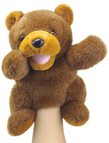 okegztoa Hand Puppets Bear Puppet,10 Animal Hand Puppets for Kids, Hand Puppet for Toddlers 1-3 and Kids with Movable Mouth,Bear Stuffed Animal Plush Puppets Toy Gift for Interactive Storytelling
