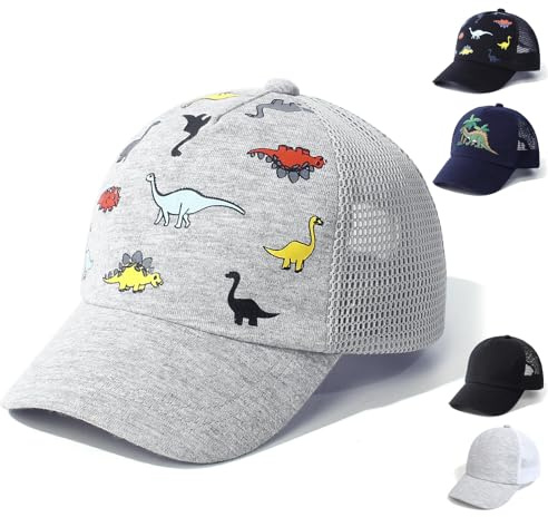 QIYIENDIAN Baby Toddler Baseball Caps Cappelli da Sole Regolabili Dinosauro Cappello a Tinta Unita Bambini Ragazzi Ragazze(Grey Dinosaurs,3-5Years)