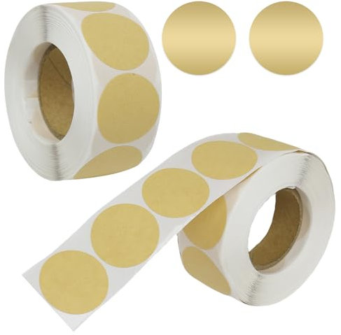 1000 Pièces Autocollants D'étiquettes en Papier Kraft, 25mm Vierges Étiquettes Autocollantes Ronde Kraft Marron pour Bureau et de Cuisine Dossier les Bouteilles Cadeaux DIY (2 Rouleaux)
