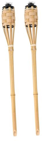 Bamboo Outdoor Torch Pair for Garden Pathway Light Decoration Halloween