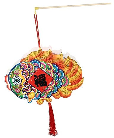 Angoily Boys and Girls Cartoon Fish Paper Lantern Portable Decorative Hanging Scene Layout Lantern 25x50cm for Children’s Festival Party Decor