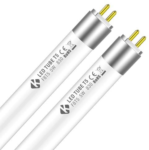 KENIU 12 T5 LED Tube Light 288mm 5w 3000k 680lm,Plug & Play Works with ECG/CCG ballasts and Replacing 30cm Fluorescent Tube t5 8w,Suitable for Kitchens,Emergency Lighting,Motorhome.