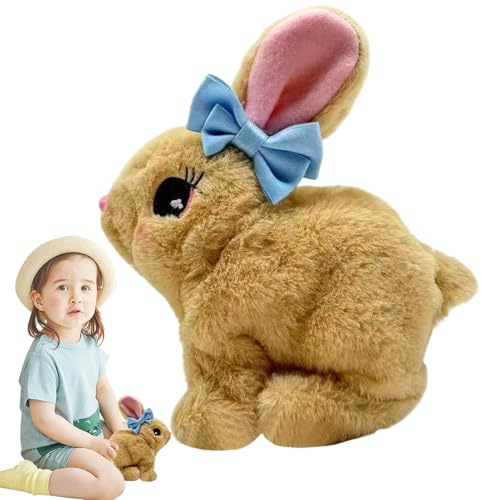 Conejito de peluche interactivo, conejo electrónico para mascotas, lindo juguete animal con acción de salto, figura de orejas meneadas con tela suave, muñeca de regalo para niños estilo realista,