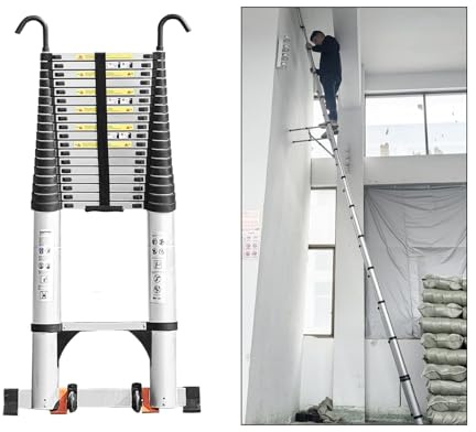 JADDUO Telescoping Ladder,26.2 FT Extension Ladder,Aluminum Lightweight Telescopic Ladder with 2 Triangle Stabilizers, Telescoping Attic Ladders RV Ladders for Travel