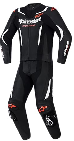 Alpinestars GP Force V2 2-Teiler Motorrad Lederkombi, schwarz/weiß/rot, 52