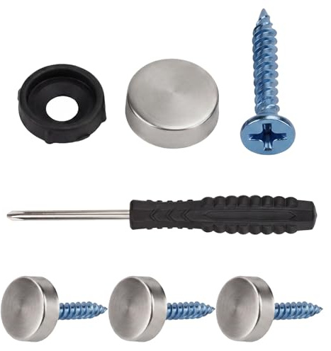100Pcs Mirror Screws with Chrome Caps, Stainless Steel Screw Covers Capss | 12mm,Decorative Mirror Nails with Capss, Screw Cover Caps Fasteners for Glass Mirrors Bathroom Panels Advertising Signs