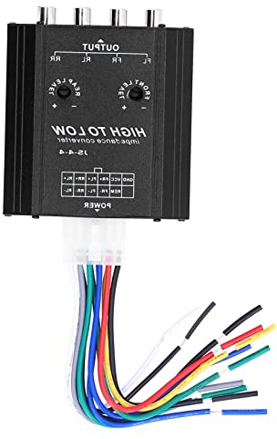 Generic Convertitore di Impedenza per Auto da 12 V Adattatore da Alto a Basso per Sistemi Stereo di Veicoli Riduzione del Rumore e compatibilità con l'amplificatore Funziona con Lettori CD DVD e