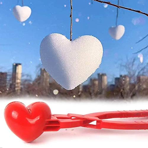EMUKOEP Lindo Diseño en Forma de Corazón Juguete para Hacer Bolas de Nieve sin Olor Molde de Bola de Nieve para Diversión en la Playa Rojo 13,39 Pulgadas Niños y Colegas (Roja #43)