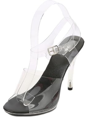 Vosswear Sandalias tacón Fino con Tira en T, tacón 11 cm | PVC transparente, diseño tira en T, punta abierta, hebilla tobillera regulable, tacón fino delgado