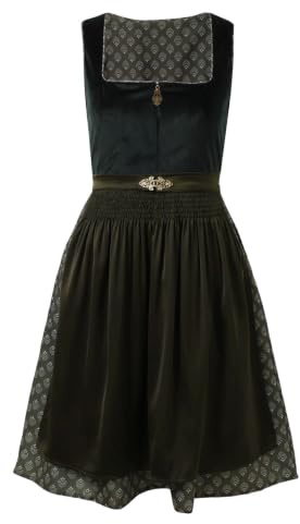 élégante pour brodée costume traditionnel corsage lacé jupe évasée tenue festive complète avec tablier assorti confection raffinée coupe flatteuse idéale pour célébrations confortable et (Green, XXL)