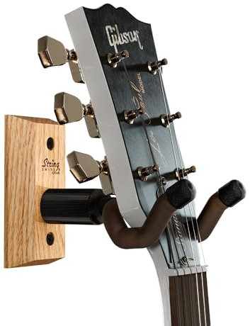 String Swing CC01K - Guitar Hanger and Guitar Wall Mount Bracket Holder for Acoustic and Electric Guitars - Oak