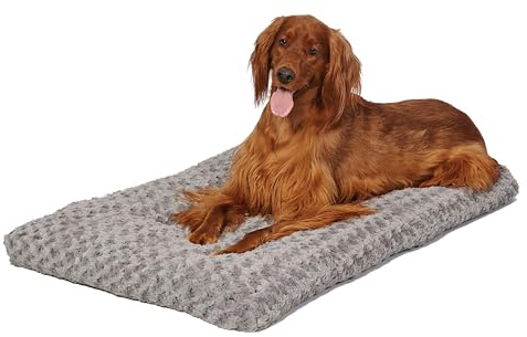 MidWest Homes for Pets Large QuietTime Deluxe Gray Ombré Swirl Plush Pet Bed, Machine Washable, Non-Skid Bottom, Soft Crate Mat for 106 cm Crates