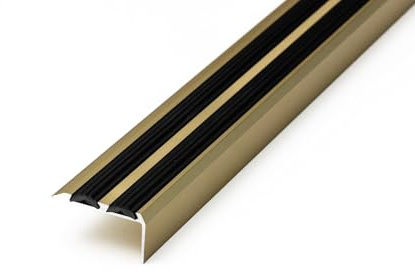 Aluminium Anti Non Slip Stair Edge Nosing -Trim- 900x35x20Mm Cezar (Anodised Gold with black)