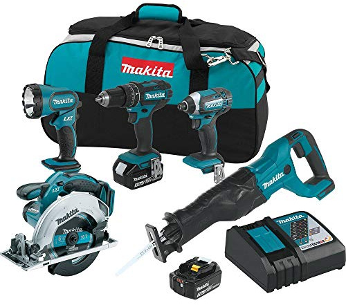 Makita XT505 18V LXT Lithium-Ion Cordless Combo Kit, 5 Piece