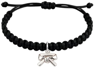 Sportybella Martial Arts Bracelet (Black) - Adjustable Bracelet with Martial Arts Belt Charm, Unisex Charm Bracelet for Karate, Jiu Jitsu, and Taekwondo, Ideal Karate and Jiu Jitsu Gifts