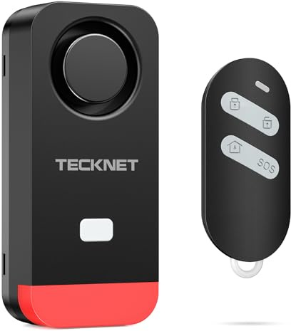 TECKNET Alarma de bicicleta con mando a distancia – Alarma de bicicleta impermeable con 3 niveles de volumen, sensor de vibración, alarma de bicicleta de 120 dB, adecuado para bicicleta, seguridad de