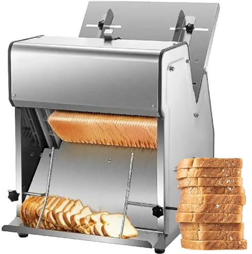 YANGYMM Slicer de Pan Comercial de 370W, MáQuina de Corte de Pan EléCtrico Acero Inoxidable de 12 Mm, Cortador de PanaderíA de 31 Piezas para Corte de Chapa, para PanaderíA, Cocina