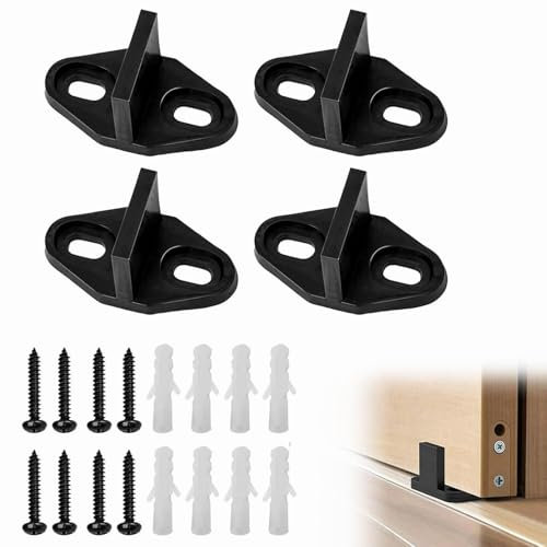 Guide Porte Coulissante,Guidage au Sol Porte,Guide Porte Galandage,Guide de Plancher,Guide Porte Coulissante Sol Multifunctiona pour Porte en Bois/Placard/Grange,avec Vis et Tube D'expansion,4 Pièces