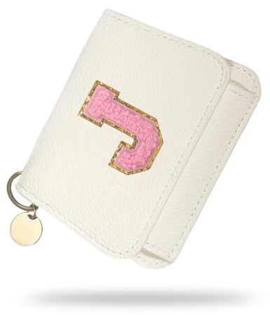 Girls Wallet, Initial Women's Wallets, White Small Wallet for Kids with 5 Card Slots Holder, Personalised Purses Gifts for Girls and Women, Birthday Gift, Christmas Gifts, Travelling Wallets Gift (J)