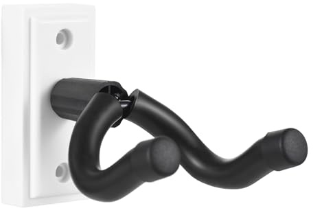 RiToEasysports Soporte de Pared para Guitarra, Soporte para bajo Eléctrico Acústico de Metal Resistente con Acolchado Suave para Decoración de Estudio en el Hogar (WHITE)