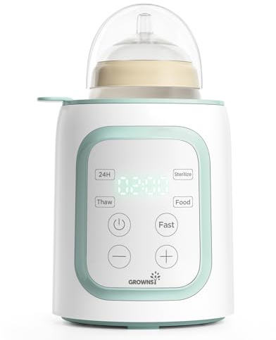 GROWNSY Chauffe-biberons et stérilisateur pour bébé 10 en 1 pour toutes les bouteilles, Chauffage rapide, Contrôle précis de la température, Arrêt automatique – Pour le lait, la purée, le dégel (Vert