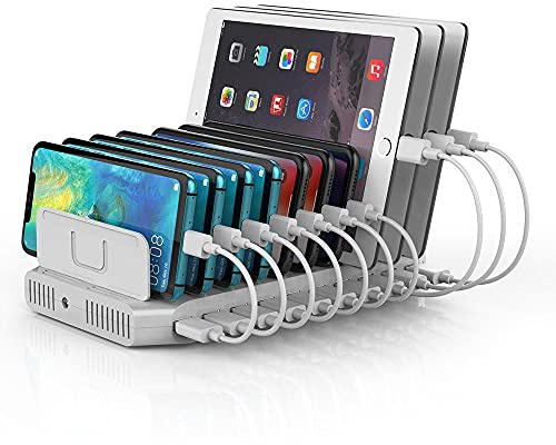 UNITEK Ladestation 10 Port Mit Dockingstation/Organizer für Smartphone, Tablet, Handy - 96W, 10x USB Typ A Stecker/Universal Y-2172