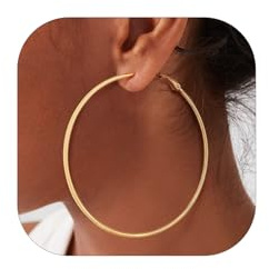 GoldChic Créoles Femme Acier Inoxydable Anneau Boucle d'Oreille Élégant | Creoles Argent Plaqué Or Femme 20-100mm Women's Hoop Earrings Imperméables & Hypoallergéniques Agréable Cadeau pour Femme