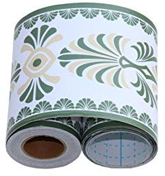 JMSHTU Frise Murale Autocollant Vert Européen Bordure de Papier Peint Papier Peint Autocollant imperméable en PVC Plinthe Autocollant de Salle de Bain Décor Mural10X1000CM