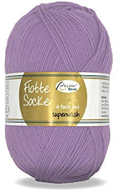 Rellana Flotte Socke uni,100 Gr. 4-fädige Sockenwolle, 75% Schurwolle(Superwash)/25% Polyamid, (937 flieder)