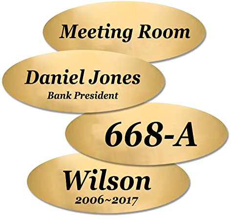 Muka Plaque de porte ovale gravée au laser, Plaque de porte de bureau personnalisée - Or - 10,2 cm de large x 25,4 cm de long