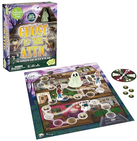 Peaceable Kingdom Ghost in The Attic - Cooperative Board Game for Family Game Night – Unique Glow-in-The-Dark Board Game - Great for Kids Ages 5 & Up