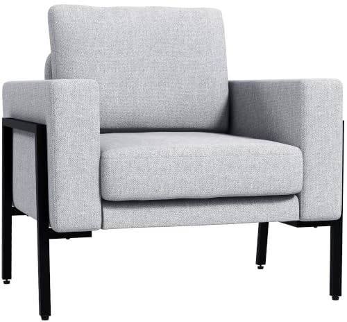 HOMCOM Poltroncina Imbottita per Soggiorno e Camera da Letto con Cuscini per Seduta e Schienale, 82x70x83.5 cm, Grigio Chiaro