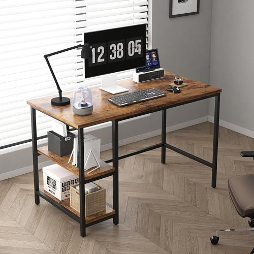 mcc direct Computer Desk, Writing Desk with 2 Shelves on Left or Right, Work Table for Office Home Study Writing Table Chicago(Brown, 120cm)