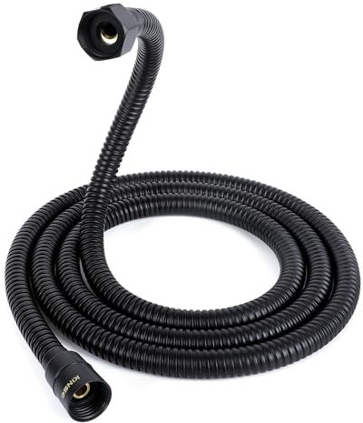 KINSE shower hose 150cm, Duschschlauch mit Dichtungen Edelstahl-Duschschlauch, Flexible duschschlauch Replacement with Brass Insert and Integral Rubber Ring - Sturdy & Anti-Leakage(Schwarz)