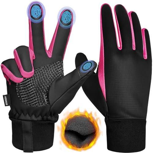 Sukeen Handschuhe Winter Herren Damen,Winddichte Handschuhe Fahrradhandschuhe Winter Thermohandschuhe Laufhandschuhe rutschfeste Touchscreen Handschuhe Fahrhandschuhe Wärme Schwarze Sporthandschuhe