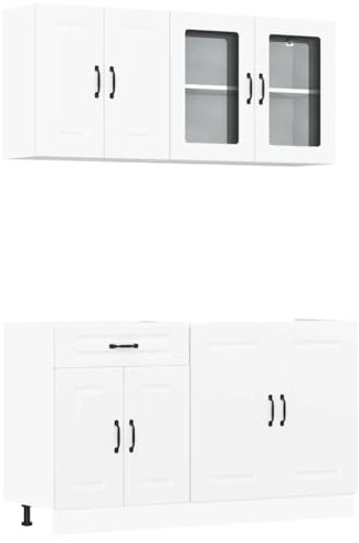 vidaXL Set Mobili da Cucina 4 pz Kalmar Bianchi Legno Multistrato