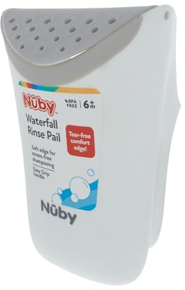 Nuby Shampoo Rinse Pail, Baby Bath Rinse Cup with Soft Silicone Edge | Easy Grip Handle with Soft Silicone Edge for Tear-Free Rinsing, Keeps Soapy Water Away from Baby's Eyes at Bathtime