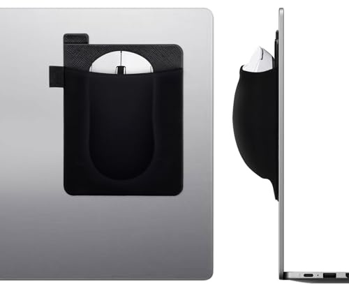 ealand 2-pack självhäftande mushållare för bärbar dator, stor utvidgad musmatta, smal ficka med återanvändbart lim, elastisk ärm för trådlös mus, hårddisk, penna, svart