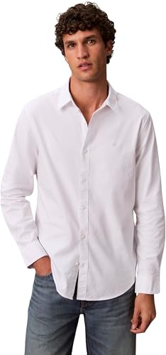 Calvin Klein Camisa Hombre Solid Oxford Classich Shirt Camisa informal, Blanco (Brilliant White), L