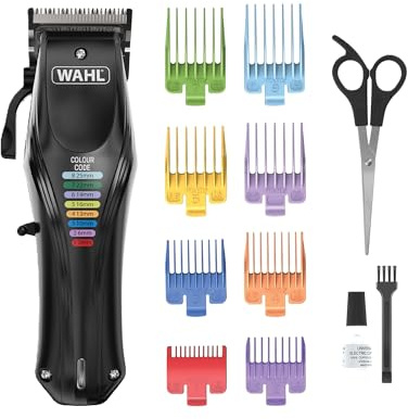 WAHL Animal Color Pro, Wiederaufladbare Tierschermaschine, Schermaschinen mit farbcodierten Aufsteckkämmen, Vollhaarpflege für Hunde, geräuscharm, Netz Akkubetriebene Schermaschinen für Hunde, schwarz