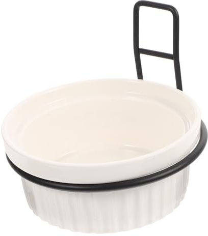 PENIKOKO Gamelle Suspendue pour Chiens Et Chats Support en Fer Amovible, Bol De Nourriture Mural, 2 Pièces Blanc Empreinte De Patte, Adapté pour Cages Et Espaces Restreints