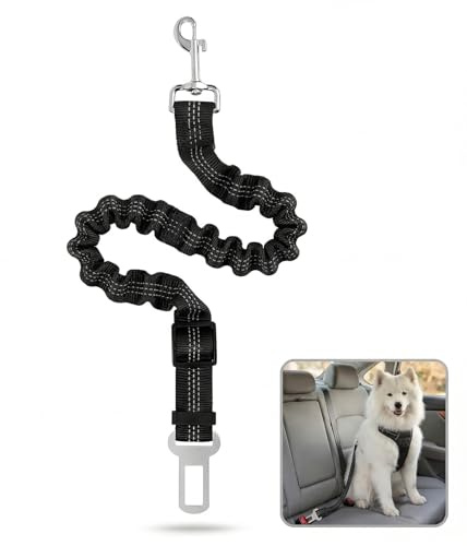 Dog Seat Belt for Cars Adjustable Nylon Black