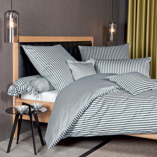 Janine Streifen-Bettwäsche modern Classic anthrazit