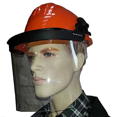 Profi Helm mit Gesichtsschutz Bauhelm Sicherheitshelm Schutzhelm Forsthelm orange