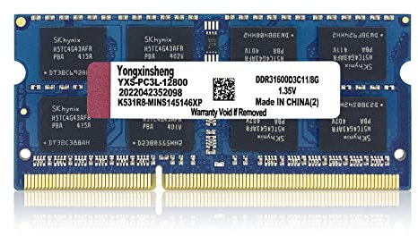 DDR3 / DDR3L 8GB Laptop RAM 1600MHz PC3-12800 / PC3L-12800 SODIMM Non-ECC Unbuffered 1.35V / 1.5V 2Rx8 Dual Rank 204 Pin CL11 8 G PC Computer Memory Upgrade Module Arbeitsspeicher (Blau)