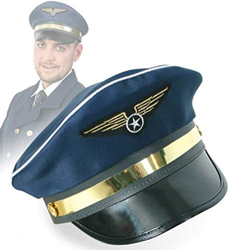 KarnevalsTeufel Pilotenmütze Flugkapitän für Erwachsene, Fliegermütze mit Fliegeremblem, Kostüm Accessoire für Theater Rollenspiele Karneval und vieles mehr (Pilotenmütze Erwachsene)