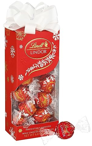 Lindt LINDOR Milk Chocolate Candy Truffles Traditions Gift Box, Milk Chocolate Candy with Smooth, Melting Truffle Center, 6.8 oz.