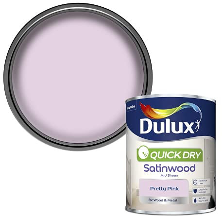 Dulux Quick Dry Satinwood Paint - Pretty Pink - 750ML,5358155